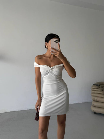 Ruched Detail Off Shoulder Mini Dress