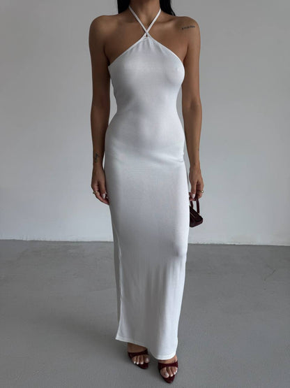 Cross Straps Maxi White Dress