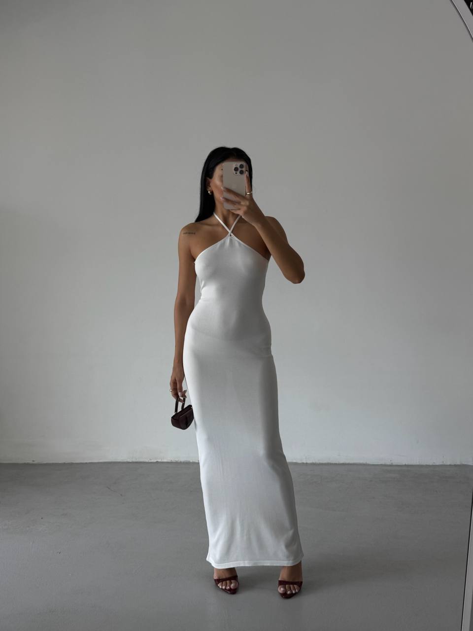 Cross Straps Maxi White Dress