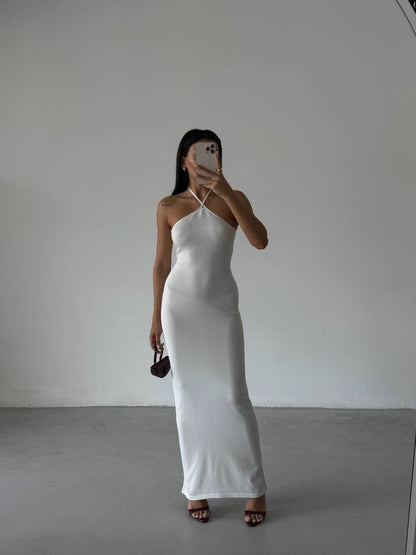 Cross Straps Maxi White Dress