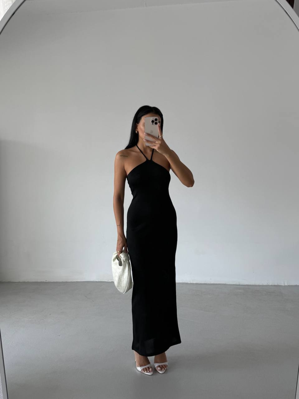 Cross Straps Maxi Black Dress