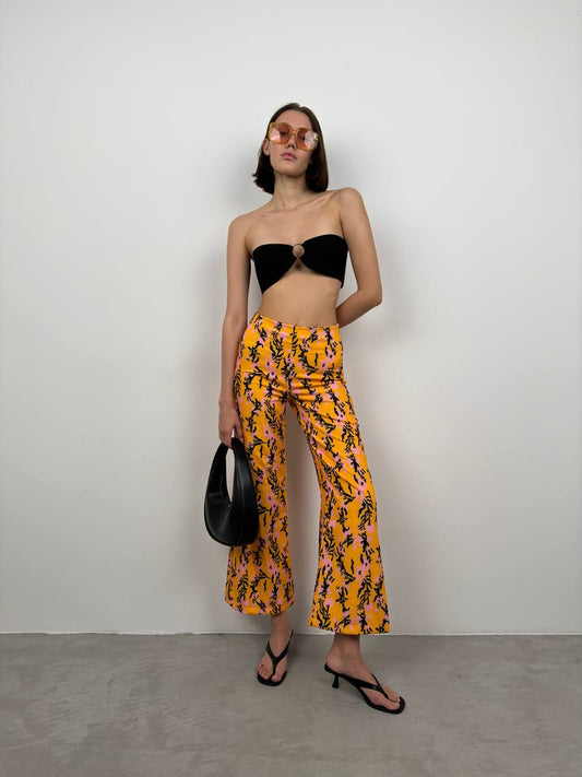 Patterned Pipe Leg Mango Trousers