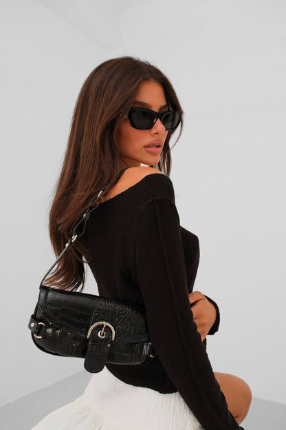 Patent Leather Belt Detail Bag