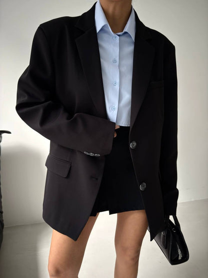 Oversize Pocket Detailed Black Jacket