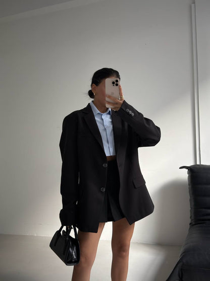 Oversize Pocket Detailed Black Jacket