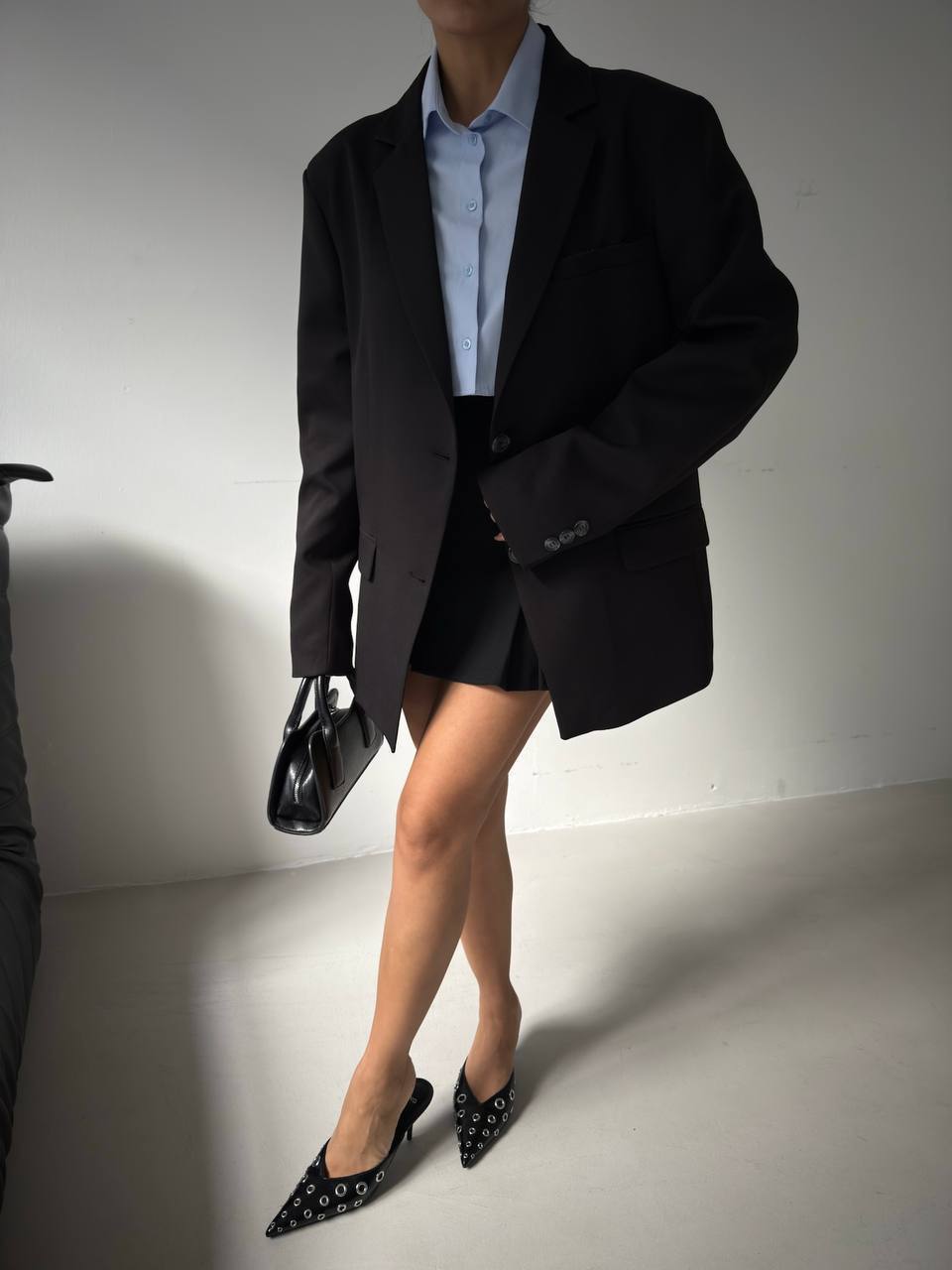 Oversize Pocket Detailed Black Jacket