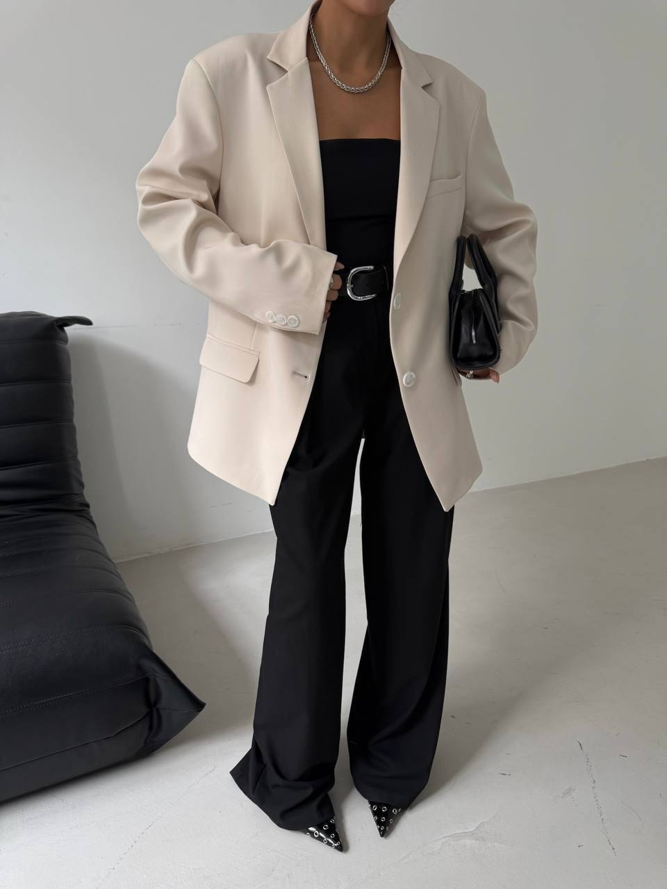 Oversize Pocket Detailed Beige Jacket