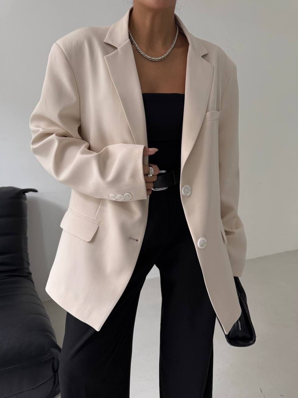 Oversize Pocket Detailed Beige Jacket