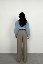 Pleat Detail Waistted Beige Pants