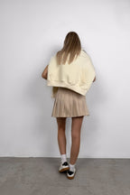 Pleated Beige Mini Skirt