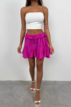 Pleated Fuchsia Mini Skirt