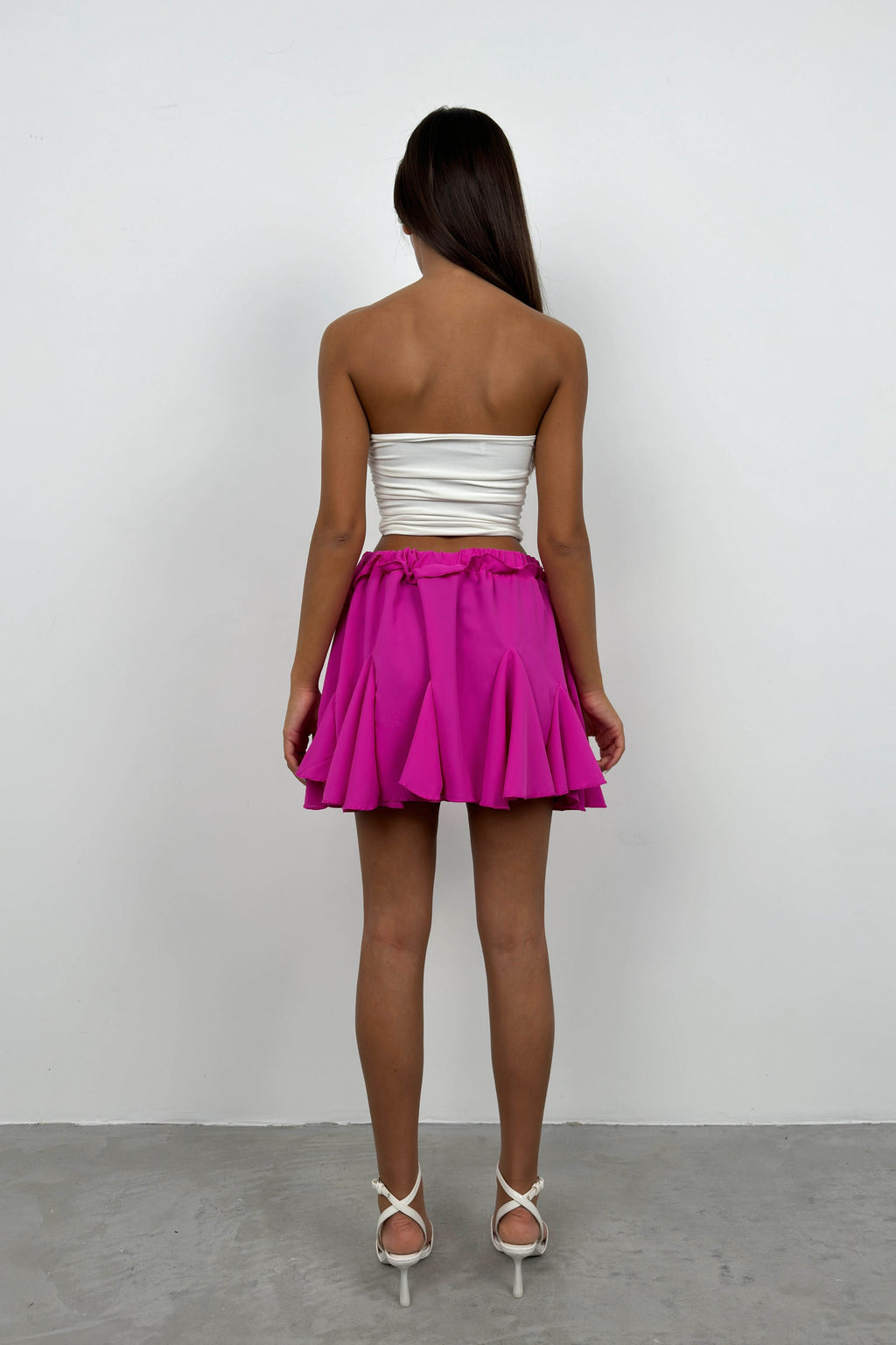 Pleated Fuchsia Mini Skirt