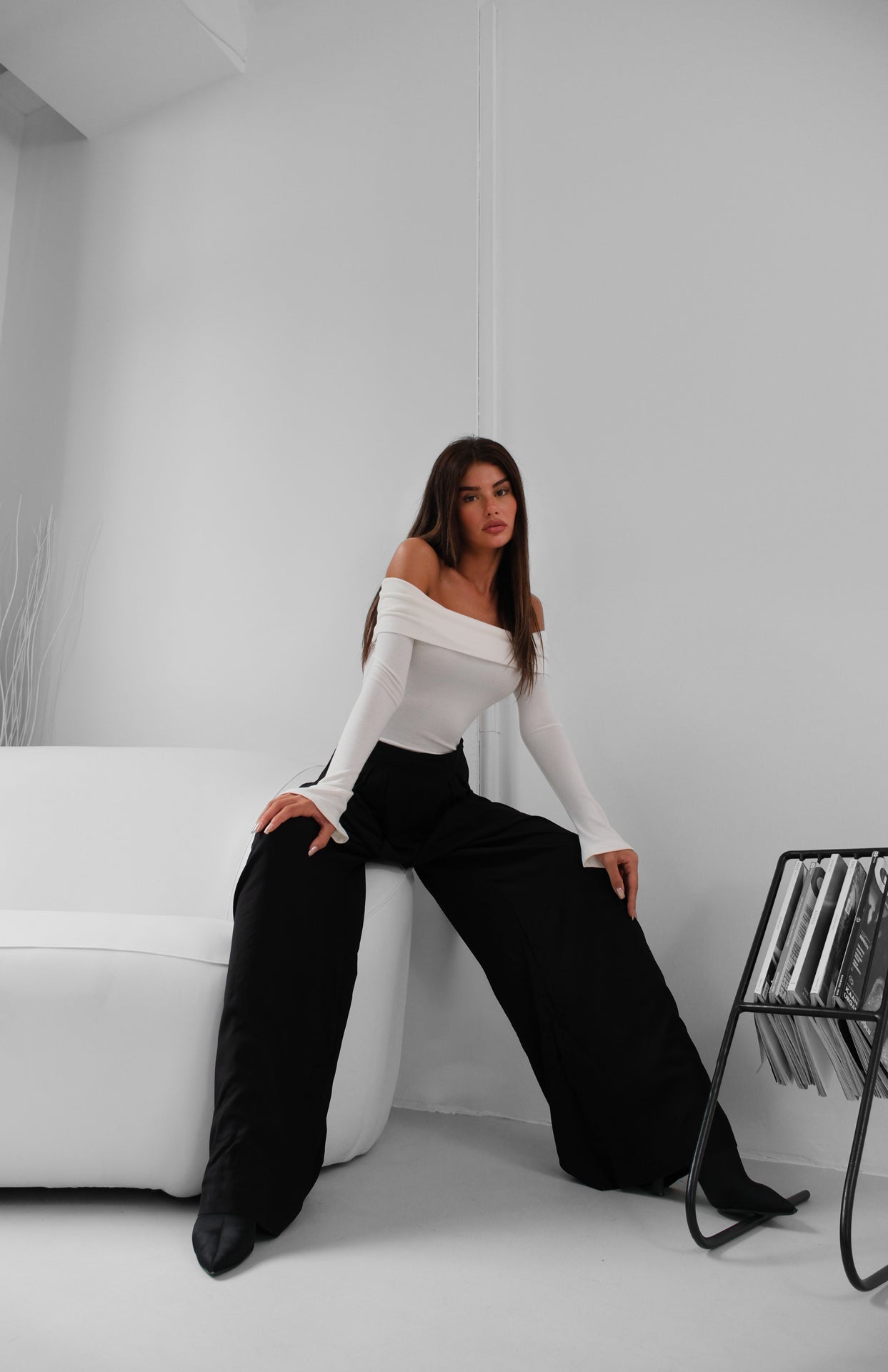 Pleated Wide Fit Black Pants