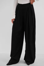 Pleated Wide Fit Black Pants