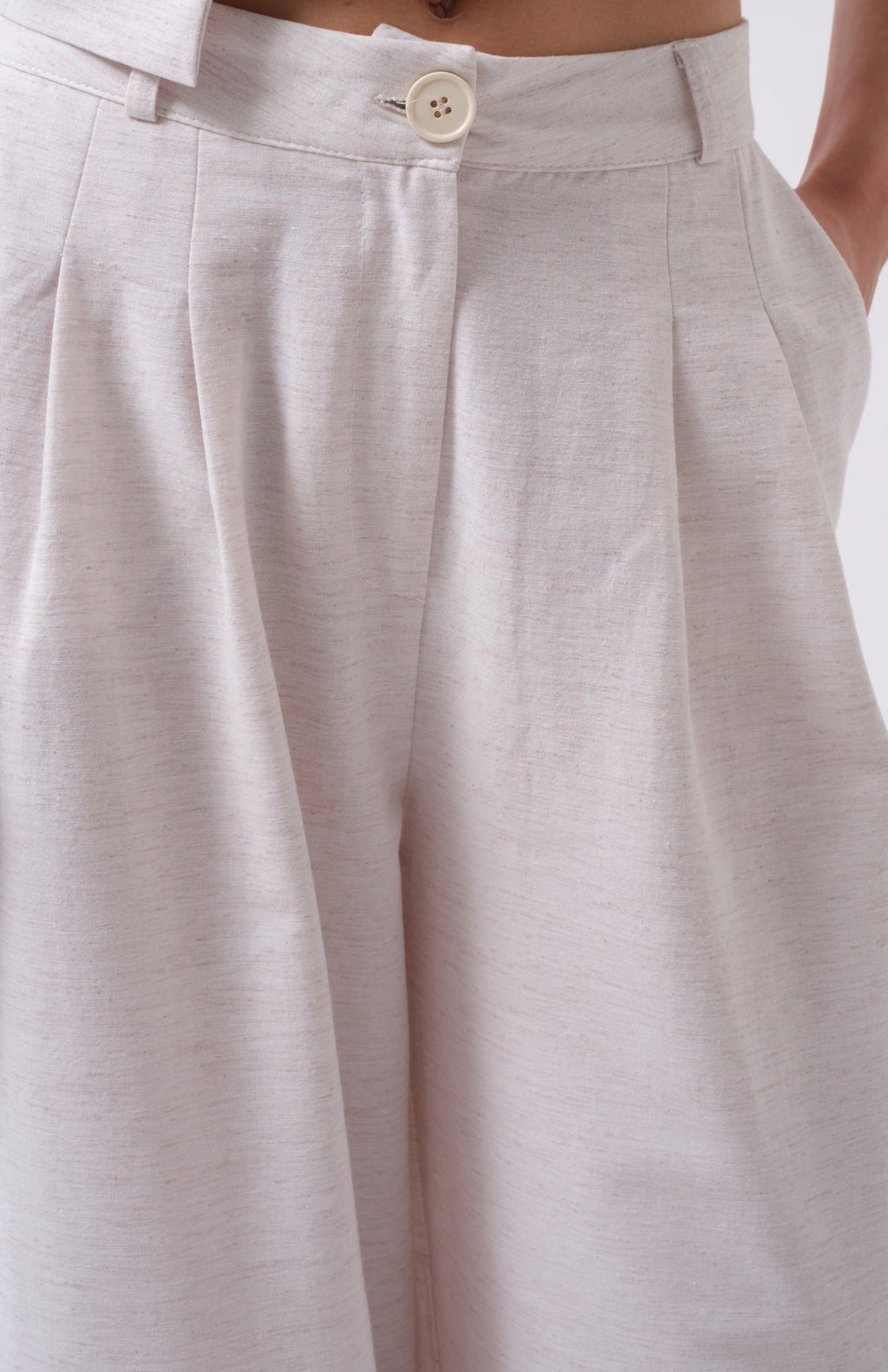 Pleated Wide Leg Linen Gray Pants