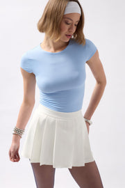 Pleated Mini White Shorts Skirt