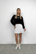 Pleated White Mini Skirt