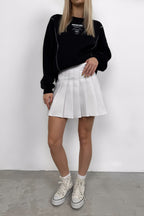 Pleated White Mini Skirt