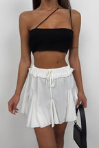 Pleated White Mini Skirt