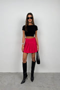 Pleated Fuchsia Mini Skirt