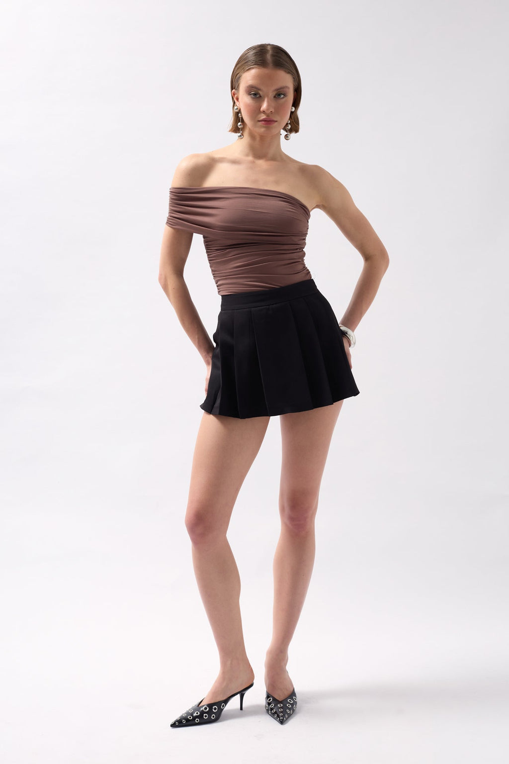 Pleated Mini Black Skort