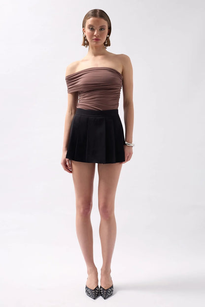 Pleated Mini Stone Shorts Skirt