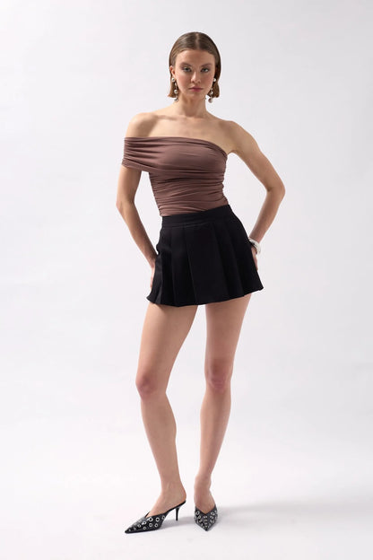 Pleated Mini Stone Shorts Skirt
