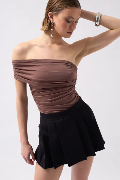 Pleated Mini Stone Shorts Skirt