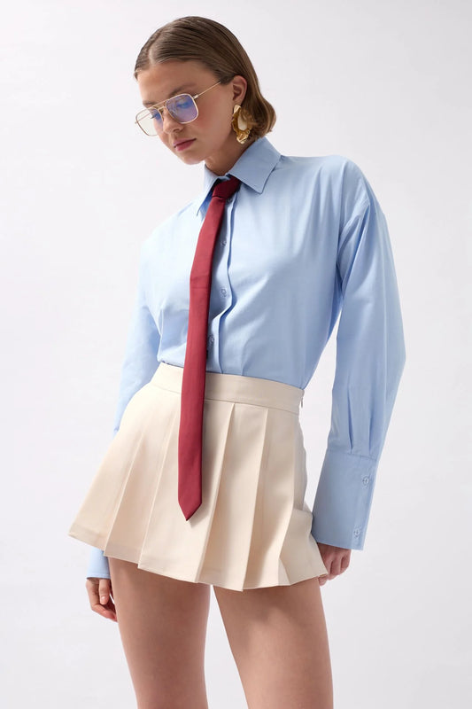 Pleated Mini Stone Shorts Skirt