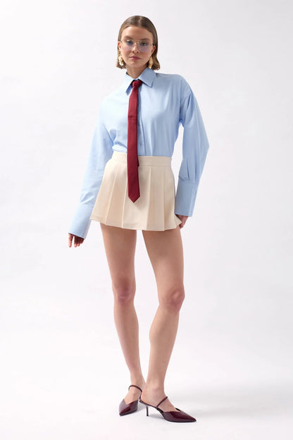 Pleated Mini Stone Shorts Skirt