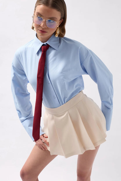 Pleated Mini Stone Shorts Skirt