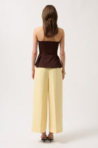 Pleated Strapless Brown Blouse