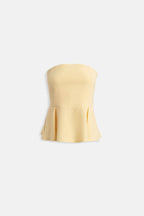 Pleated Strapless Yellow Blouse