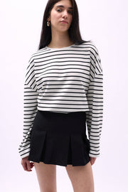 Pleated High Waist Mini Black Skirt