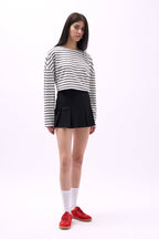 Pleated High Waist Mini Black Skirt