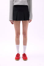 Pleated High Waist Mini Black Skirt