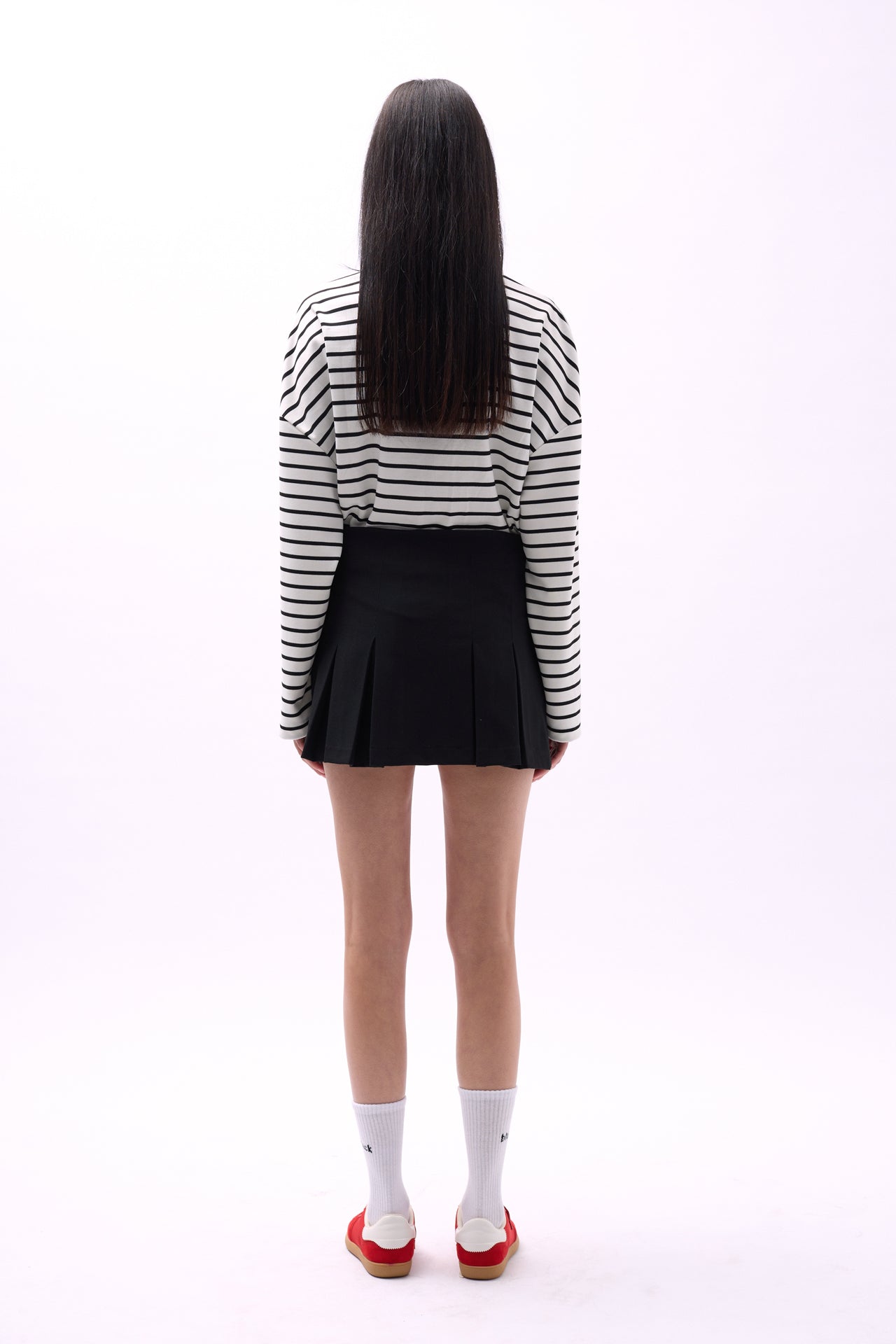 Pleated High Waist Mini Black Skirt
