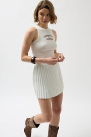 Pleated Ecru Knit Skirt