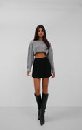 Pleated Black Knit Skirt