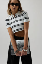 Polo Collar Crop White T-Shirt