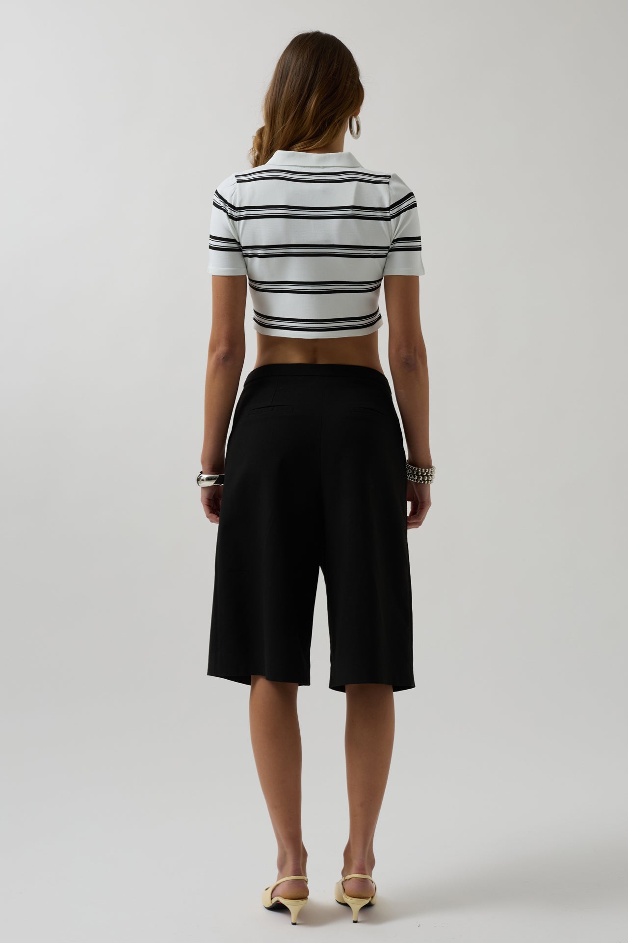 Polo Collar Crop White T-Shirt