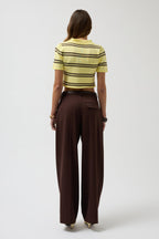 Polo Collar Crop Yellow T-Shirt