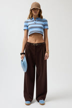 Polo Collar Crop Baby Blue T-Shirt