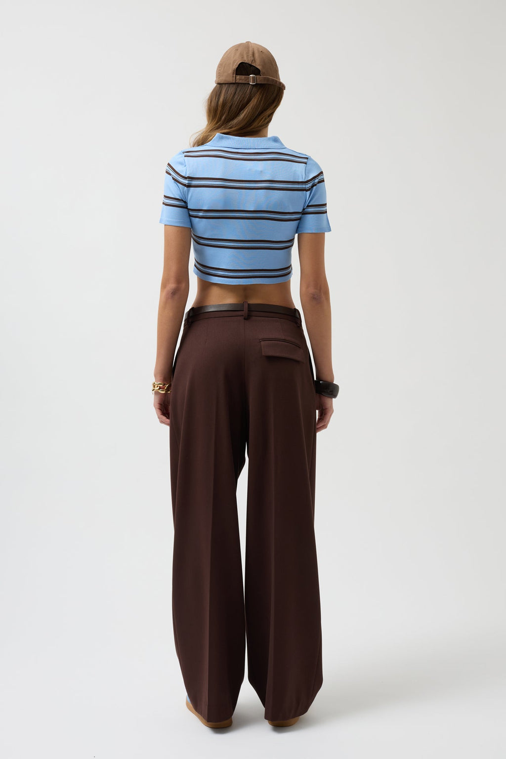 Polo Collar Crop Baby Blue T-Shirt