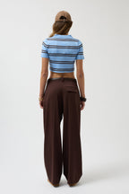 Polo Collar Crop Baby Blue T-Shirt