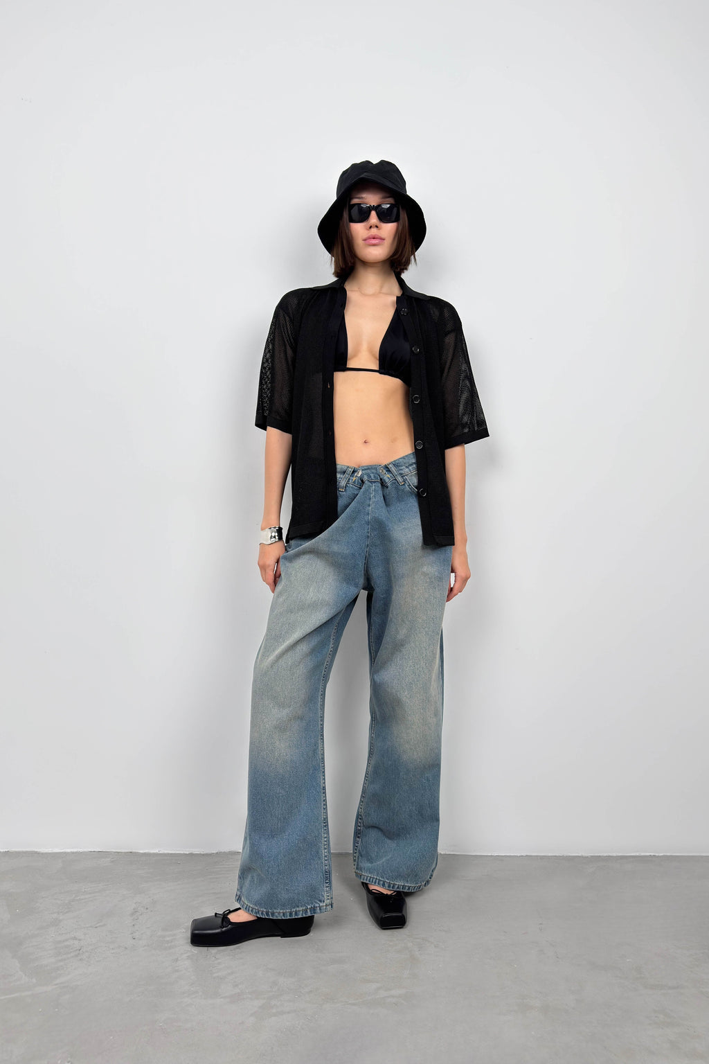 Polo Collar Fileli Black Blouse