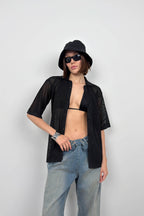 Polo Collar Fileli Black Blouse