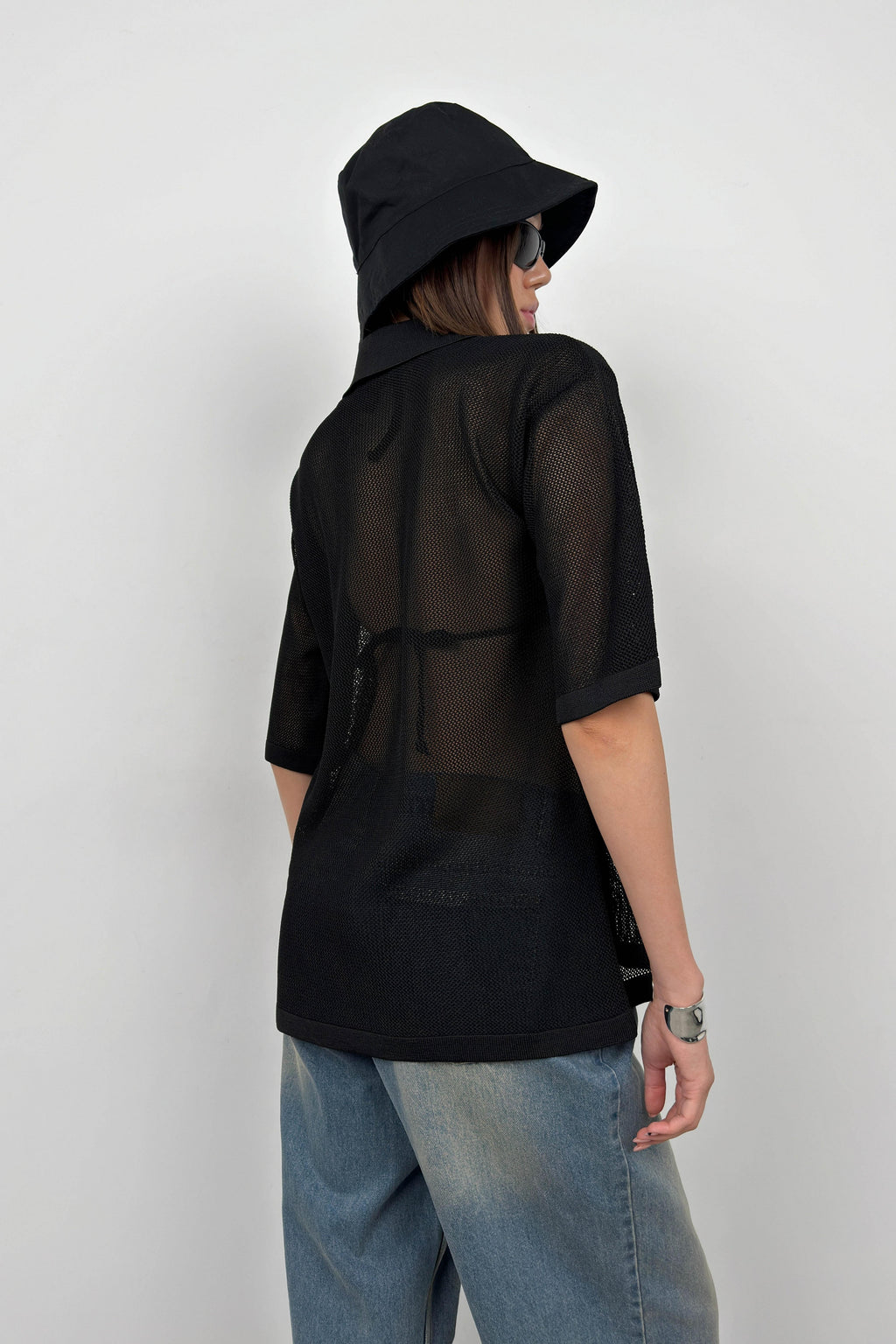 Polo Collar Fileli Black Blouse