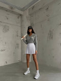 Polo Collar Gray College Sweater