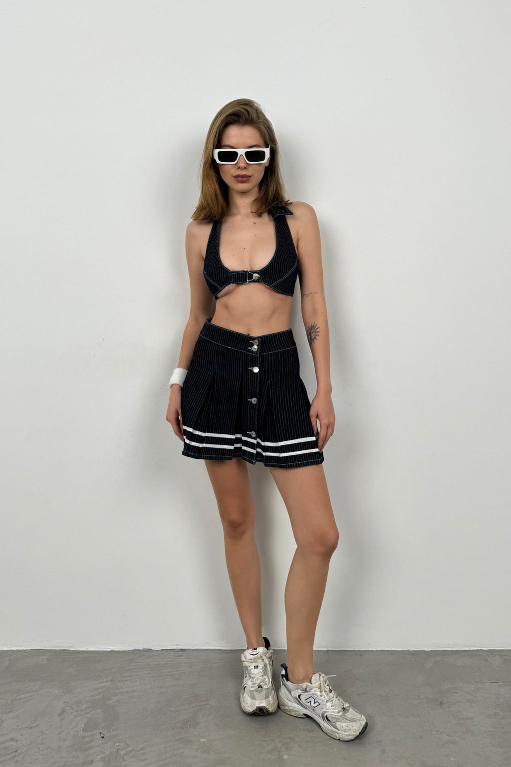 Polo Collar Blue Tiny Crop